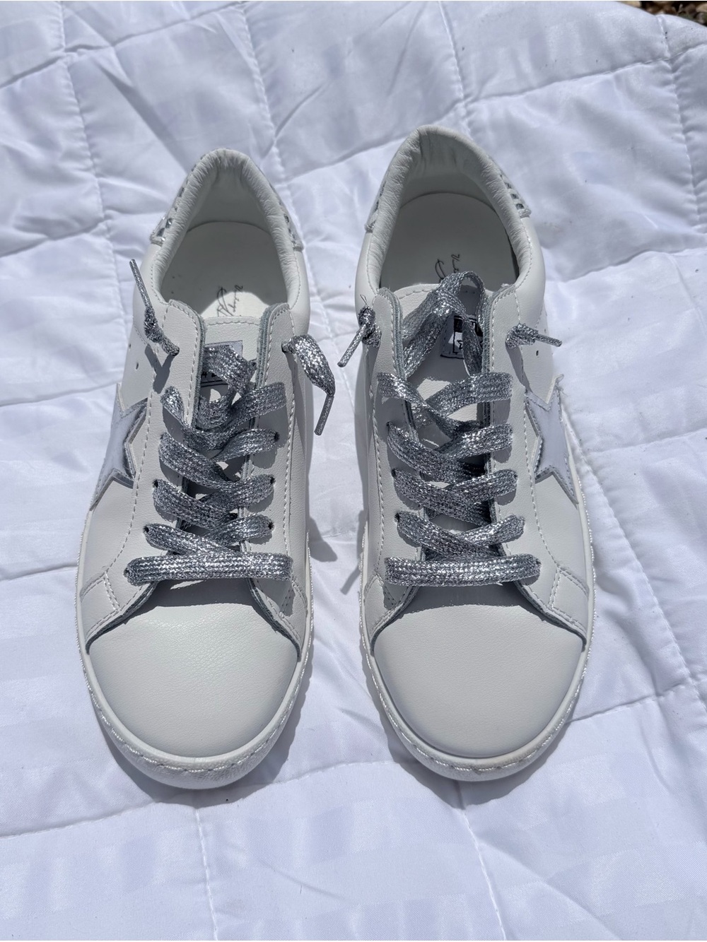 White & Silver Carla Vintage Havana Sneakers SZ 7.5